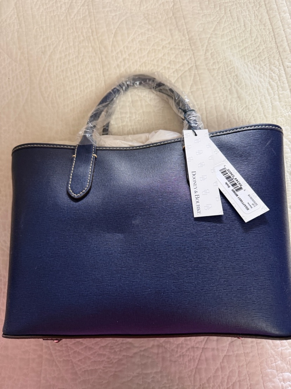 Dooney & Bourke Navy Saffiano Satchel with Gold Hardware-NWT - Picture 2 of 4